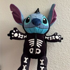 Disney Stitch Plush Backpack with Black Skeleton Outfit